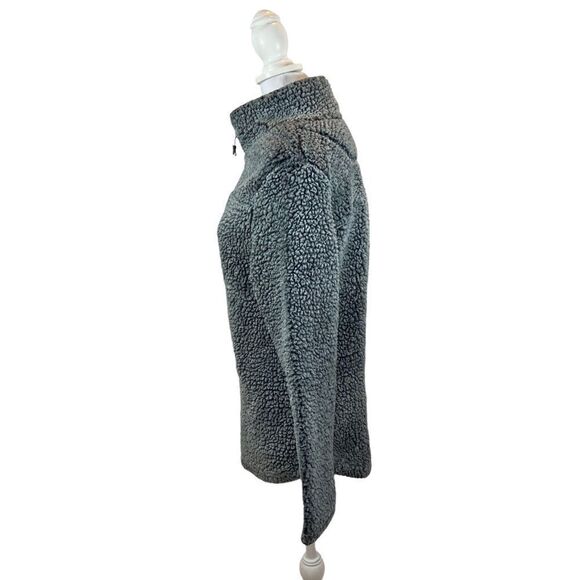 Ladies Green Tea Sherpa Fleece 1/4 Zip Pullover Size Medium Grey/Black - Picture 6 of 10